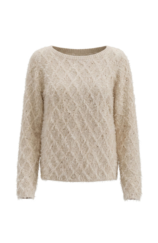 Long Sleeve Boatneck Metallic Sweater