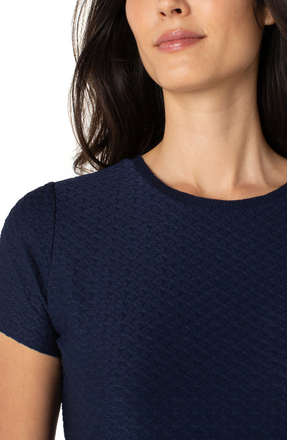 Short Sleeve Crew Neck Tee with Rib Detail