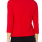 3/4 Sleeve Draped Neck Knit Top