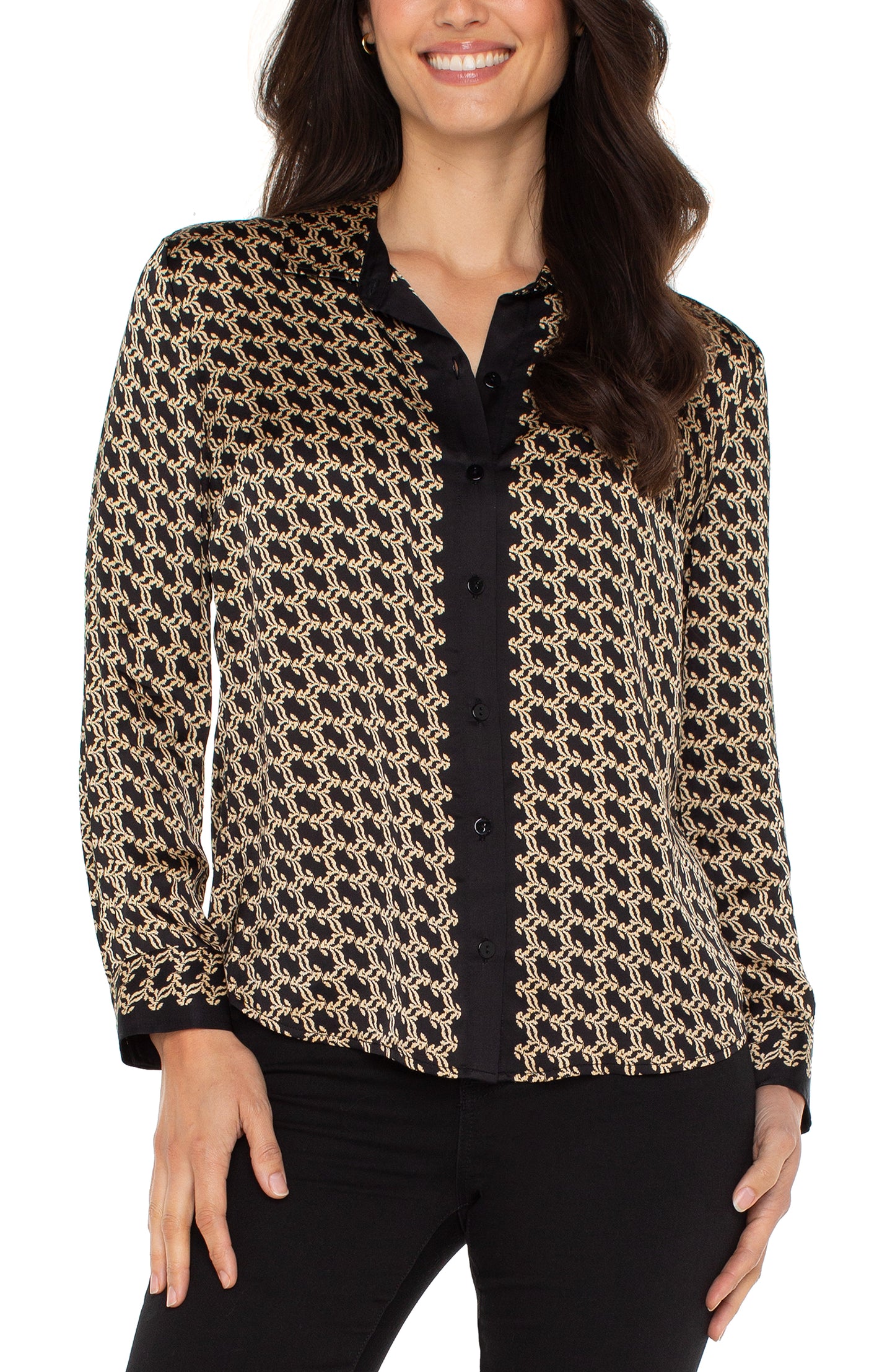 Button Front Long Sleeve Top