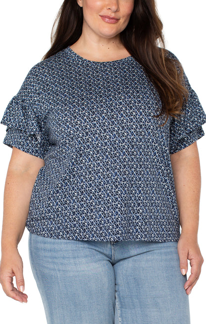 Knit Top with Ruffle Sleeves