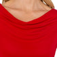 3/4 Sleeve Draped Neck Knit Top