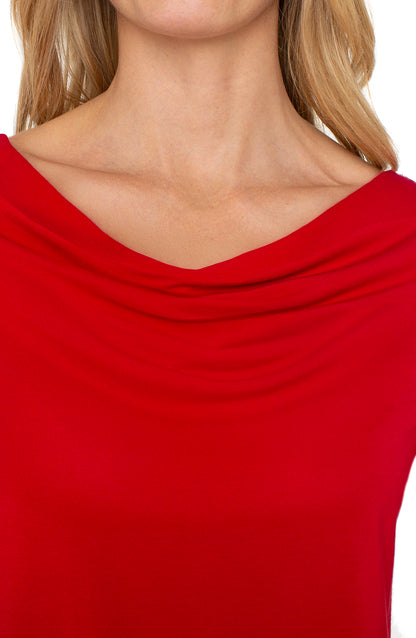 3/4 Sleeve Draped Neck Knit Top