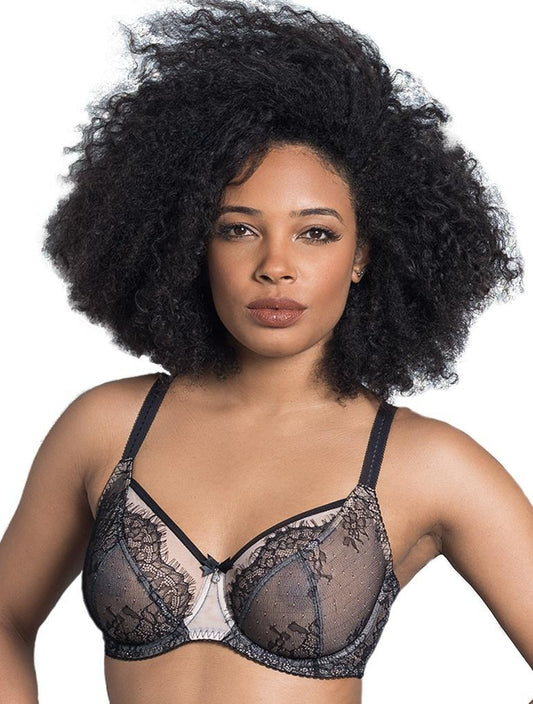 B2382 Ava lace full coverage unlined bra in black lace