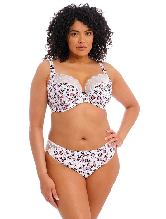 Lucie EL4490 RUmble white colorful cheetah print lace sheer plunge underwire stretch bra