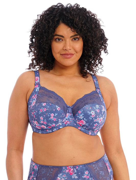 Elomi EL4110 Morgan Stretch Underwire Bra Denim Floral Blue Flowers