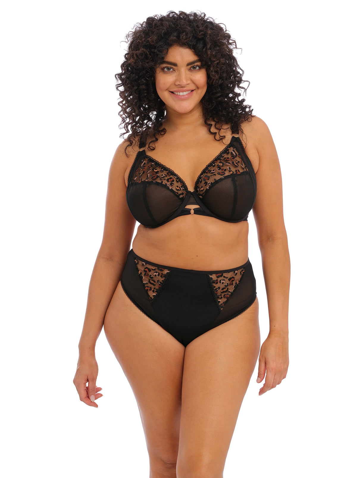 Matilda EL8900 Namrah Black cheetah print underwire bandless plunge bra 