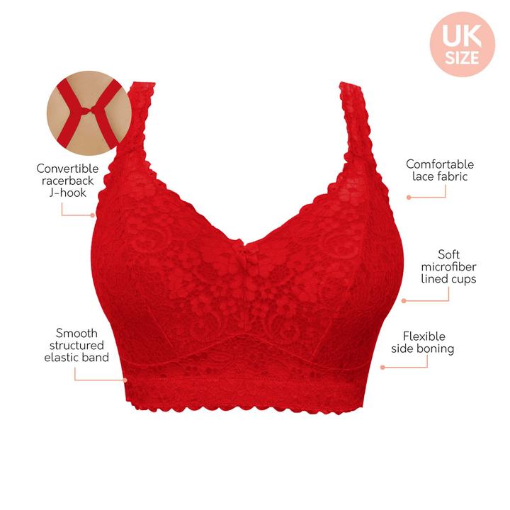 Adriana Wire-Free Lace Bralette in Red