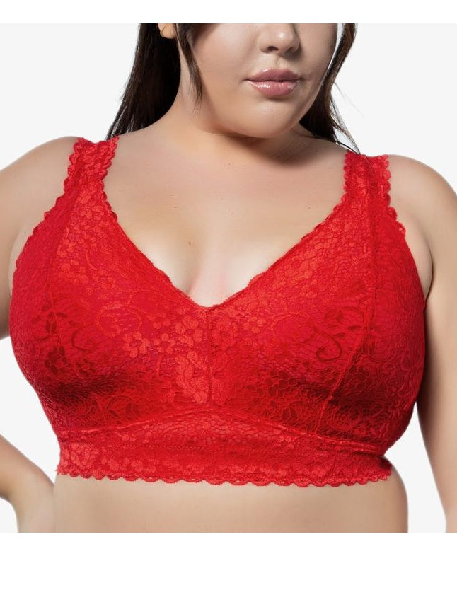 P5482 Adrianna wire free lace bralette in red