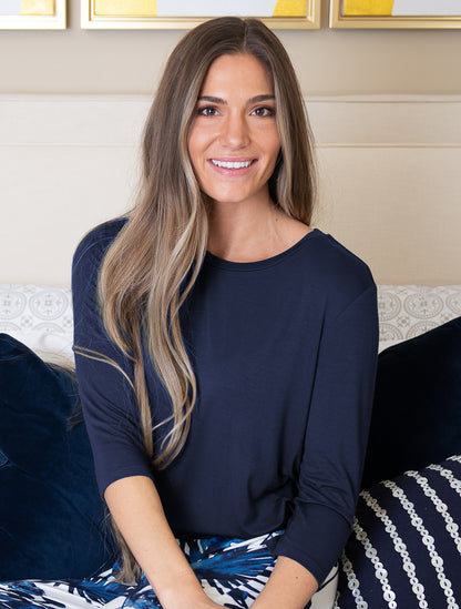 34508 3/4 sleeve lounge top in nightfall blue